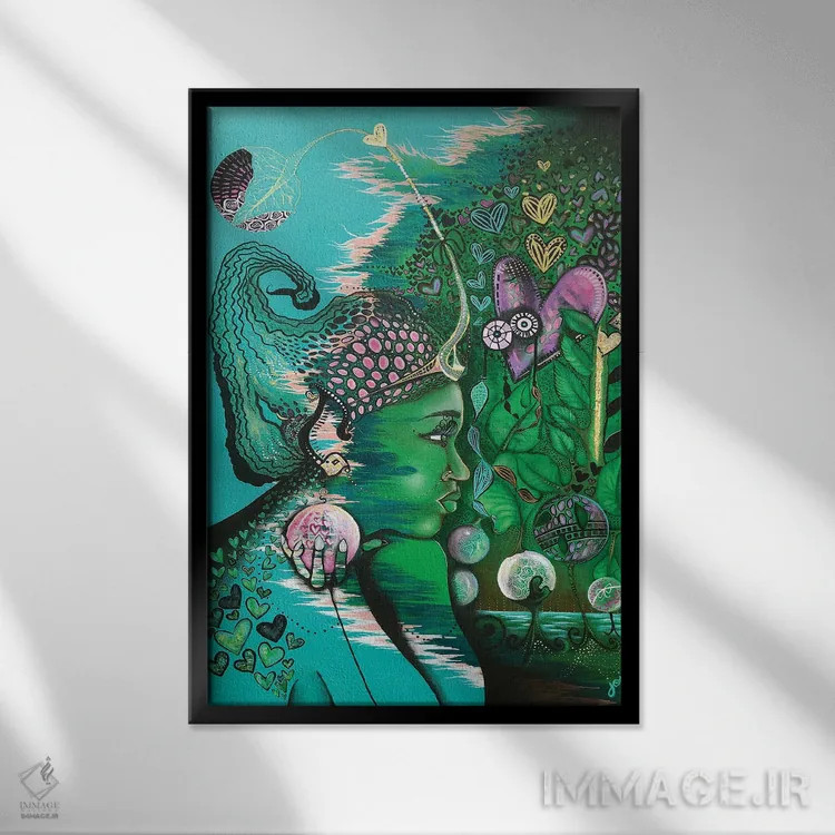 تابلو ملکه دلها اثر اشلی جوی - نمای قابدار مشکی