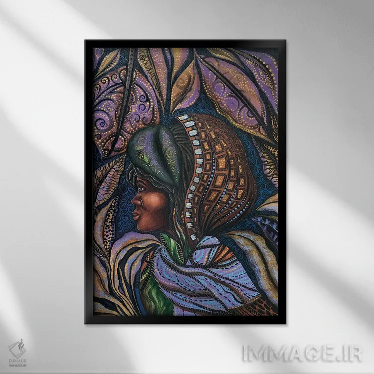 تابلو هریت زیر پرده شب اثر اشلی جوی - نمای قابدار مشکی