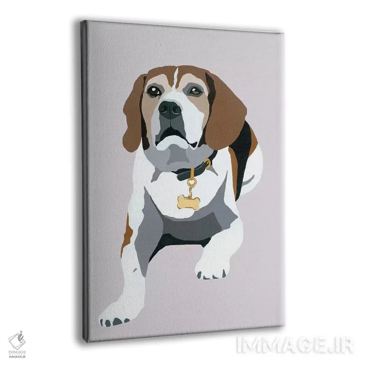 تابلو بیگل روی زمینه خاکستری اثر جولی احمد - نمای پرسپکتیو محصول