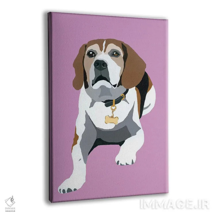 تابلو بیگل روی زمینه صورتی اثر جولی احمد - نمای پرسپکتیو محصول