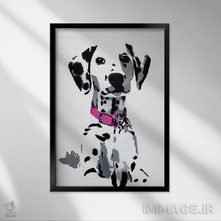 تابلو وینی دوم (یقه صورتی) اثر جولی احمد - نمای قابدار مشکی