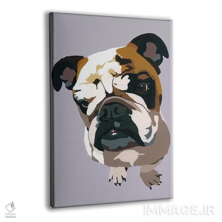 تابلو بولداگ روی زمینه خاکستری اثر جولی احمد - نمای پرسپکتیو محصول