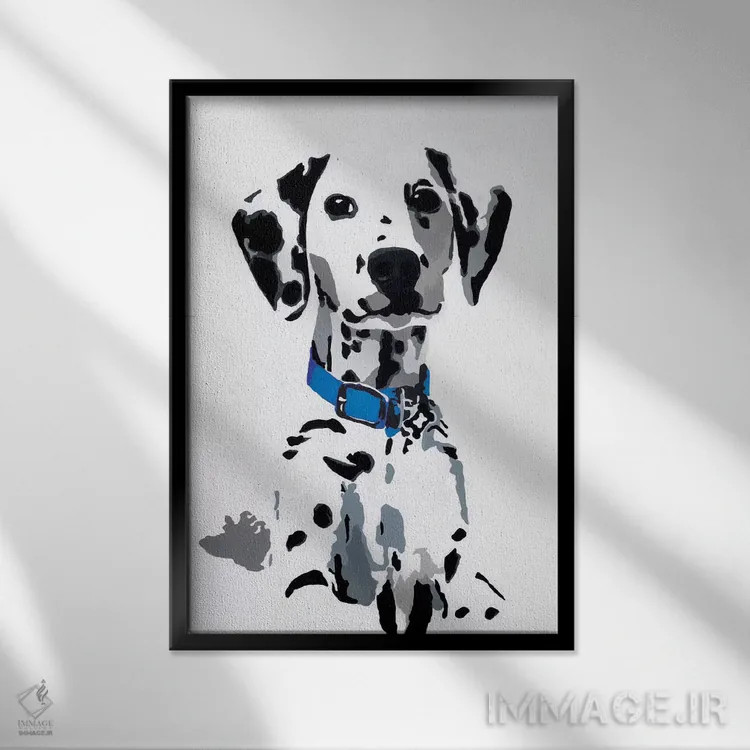 تابلو وینی یکم (یقه آبی) (اسم حیوان/عروسک) اثر جولی احمد - نمای قابدار مشکی