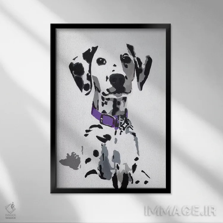 تابلو وینی سوم (یقه بنفش) اثر جولی احمد - نمای قابدار مشکی