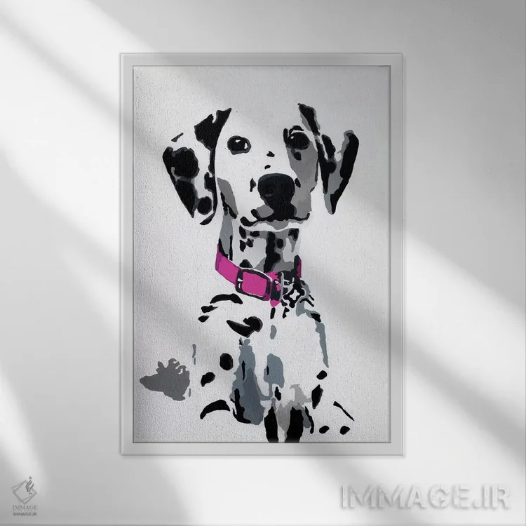 تابلو وینی دوم (یقه صورتی) اثر جولی احمد - نمای قابدار سفید