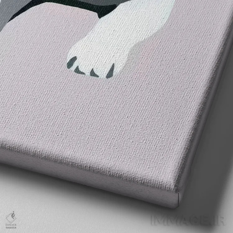 تابلو بیگل روی زمینه خاکستری اثر جولی احمد - نمای نزدیک بافت بوم