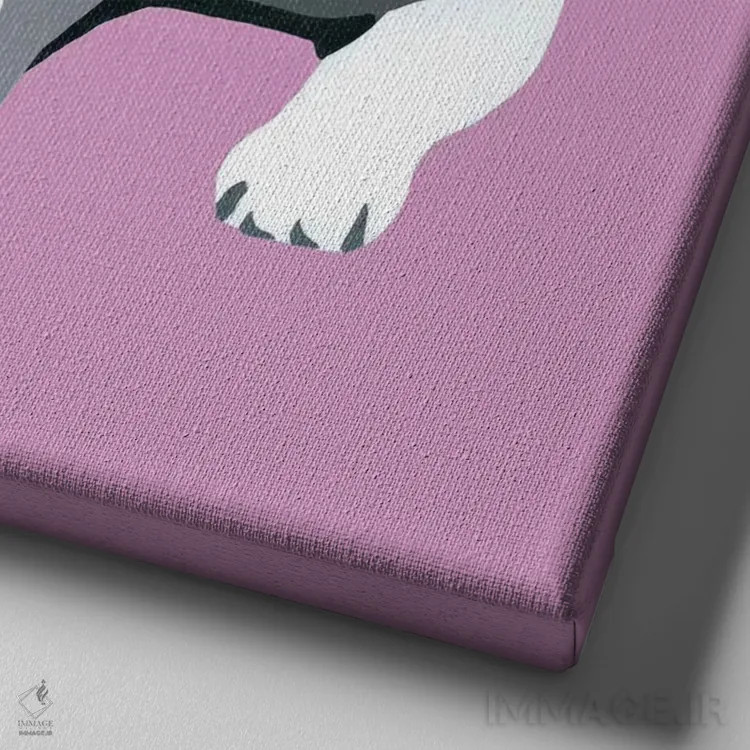 تابلو بیگل روی زمینه صورتی اثر جولی احمد - نمای نزدیک بافت بوم