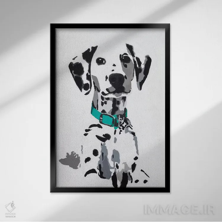 تابلو وینی پنجم (یقه سبزآبی) اثر جولی احمد - نمای قابدار مشکی