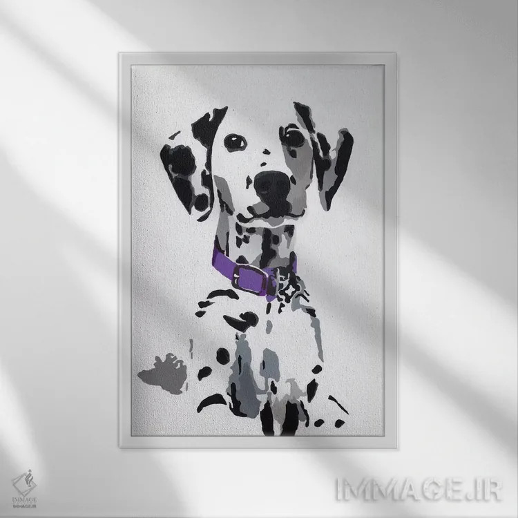 تابلو وینی سوم (یقه بنفش) اثر جولی احمد - نمای قابدار سفید