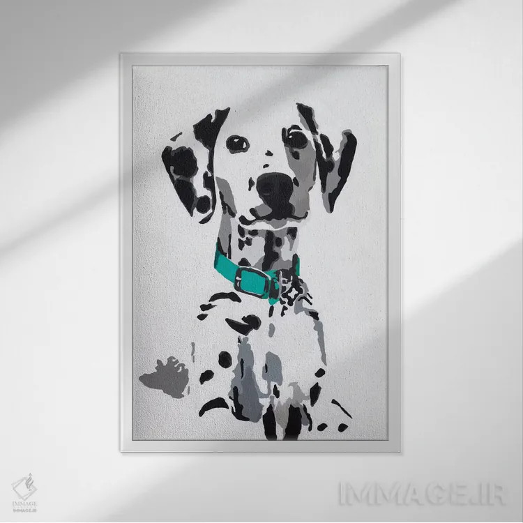 تابلو وینی پنجم (یقه سبزآبی) اثر جولی احمد - نمای قابدار سفید