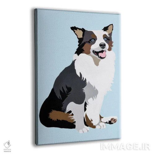 تابلو واقواق روی زمینه آبی (صدای سگ) اثر جولی احمد - نمای پرسپکتیو محصول