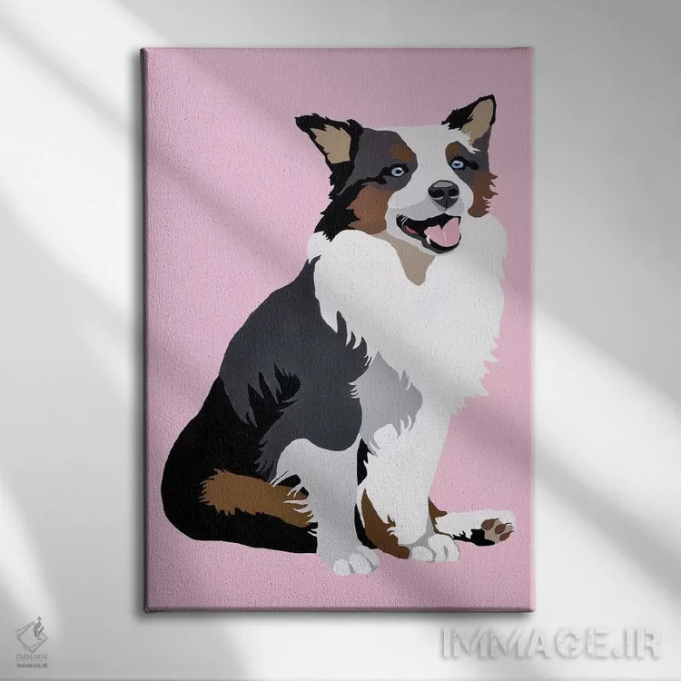 تابلو واقواق روی زمینه صورتی اثر جولی احمد - نمای روبهرو روی دیوار