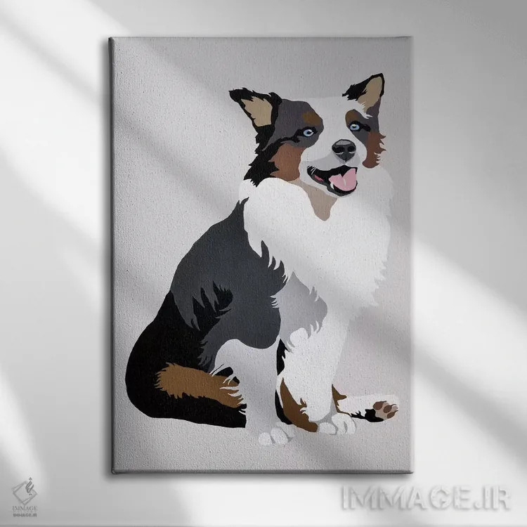 تابلو واقواق روی زمینه خاکستری اثر جولی احمد - نمای روبهرو روی دیوار