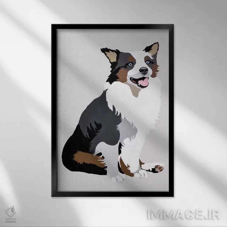 تابلو واقواق روی زمینه خاکستری اثر جولی احمد - نمای قابدار مشکی