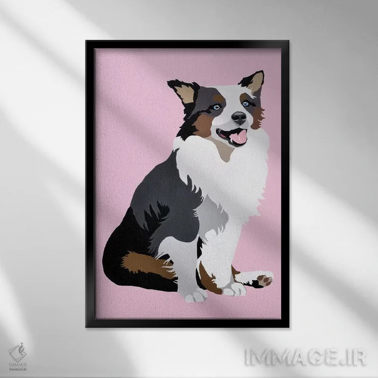 تابلو واقواق روی زمینه صورتی اثر جولی احمد - نمای قابدار مشکی