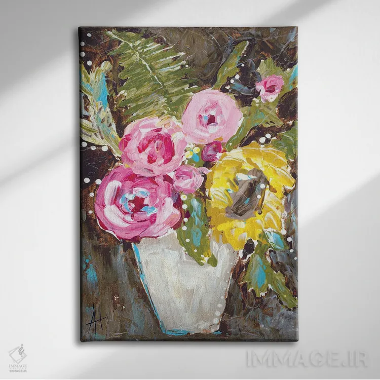 تابلو گلهای گرم تابستانی اثر آماندا هیلبرن - نمای روبهرو روی دیوار