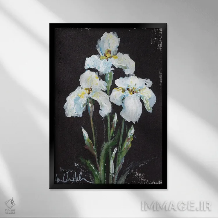 تابلو زنبقهای متضاد اثر آماندا هیلبرن - نمای قابدار مشکی