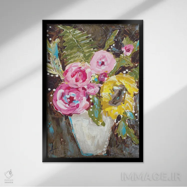 تابلو گلهای گرم تابستانی اثر آماندا هیلبرن - نمای قابدار مشکی