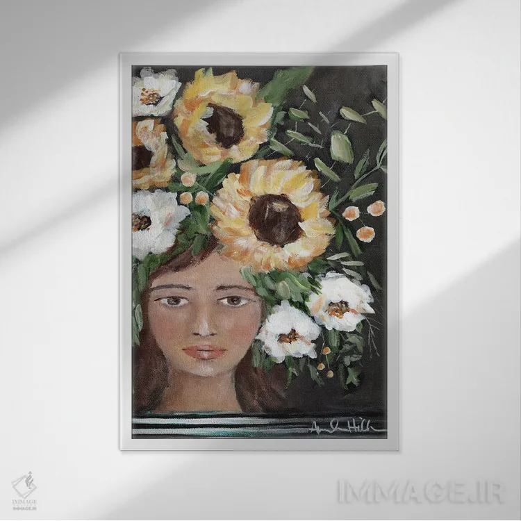 تابلو آفتابگردان برای تو اثر آماندا هیلبرن - نمای قابدار سفید