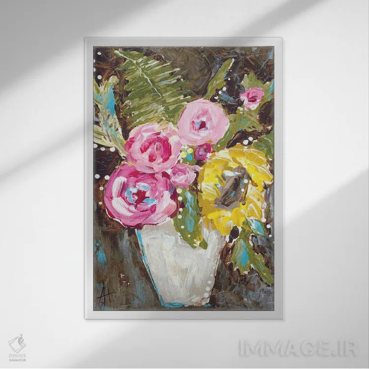 تابلو گلهای گرم تابستانی اثر آماندا هیلبرن - نمای قابدار سفید