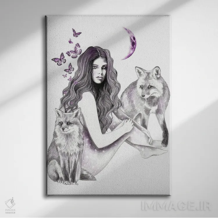 تابلو روباهها اثر آندریا هرنیاک - نمای روبهرو روی دیوار