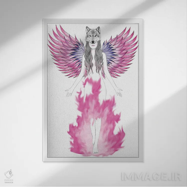 تابلو ققنوس اثر آندریا هرنیاک - نمای قابدار سفید