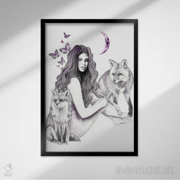 تابلو روباهها اثر آندریا هرنیاک - نمای قابدار مشکی