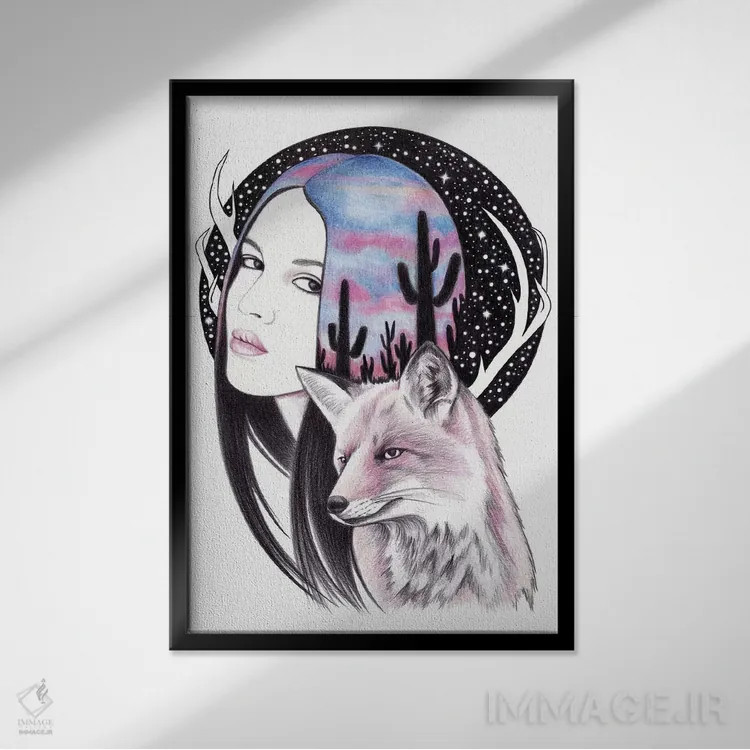 تابلو آسمانهای بیابانی اثر آندریا هرنیاک - نمای قابدار مشکی
