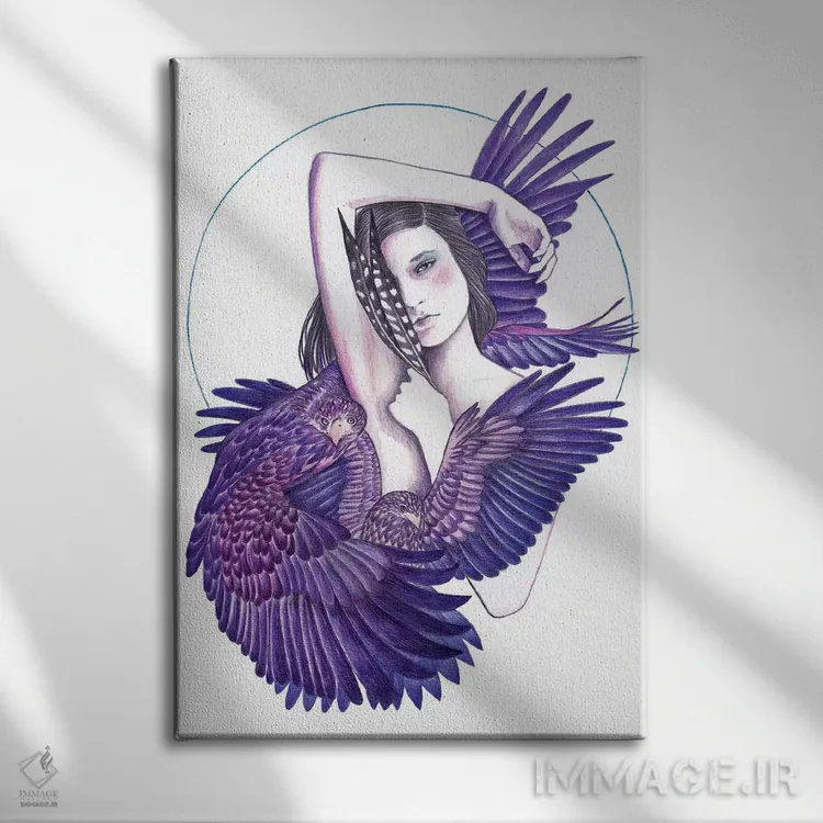تابلو زن عقابمانند اثر آندریا هرنیاک - نمای روبهرو روی دیوار