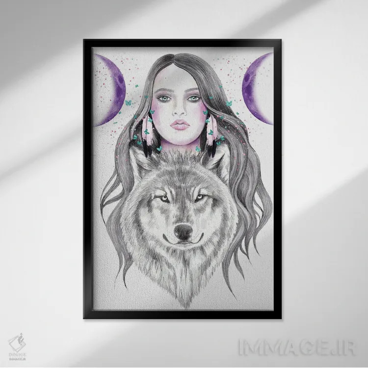 تابلو ماه و ماه اثر آندریا هرنیاک - نمای قابدار مشکی