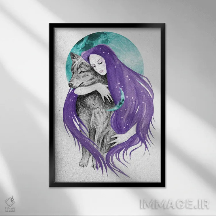 تابلو خیالپرداز نیمهشب اثر آندریا هرنیاک - نمای قابدار مشکی