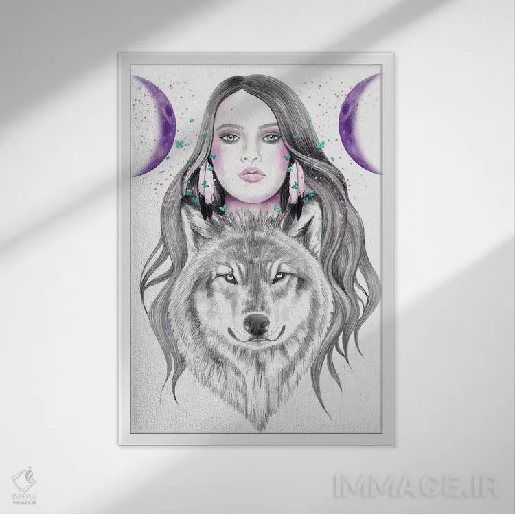 تابلو ماه و ماه اثر آندریا هرنیاک - نمای قابدار سفید