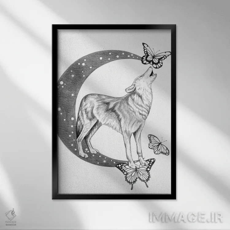 تابلو ماه نقرهای اثر آندریا هرنیاک - نمای قابدار مشکی