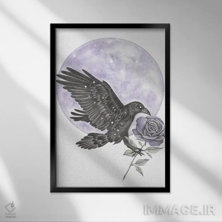 تابلو ماه کلاغ اثر آندریا هرنیاک - نمای قابدار مشکی