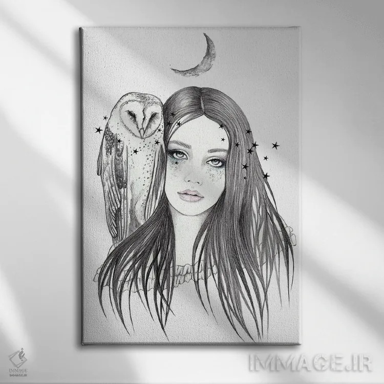 تابلو جغد انباری اثر آندریا هرنیاک - نمای روبهرو روی دیوار