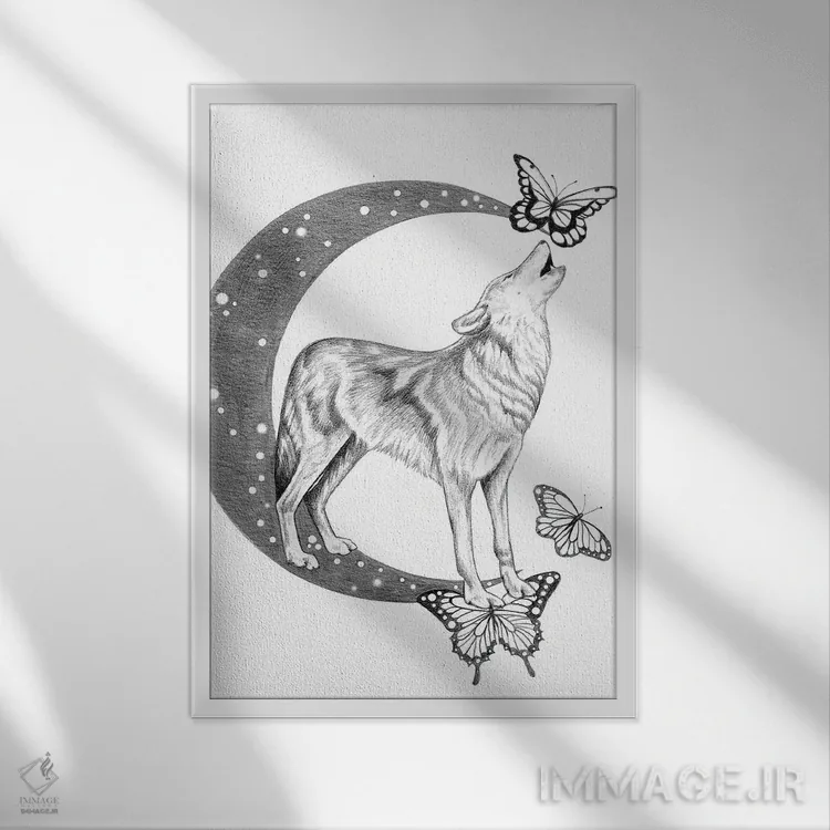 تابلو ماه نقرهای اثر آندریا هرنیاک - نمای قابدار سفید