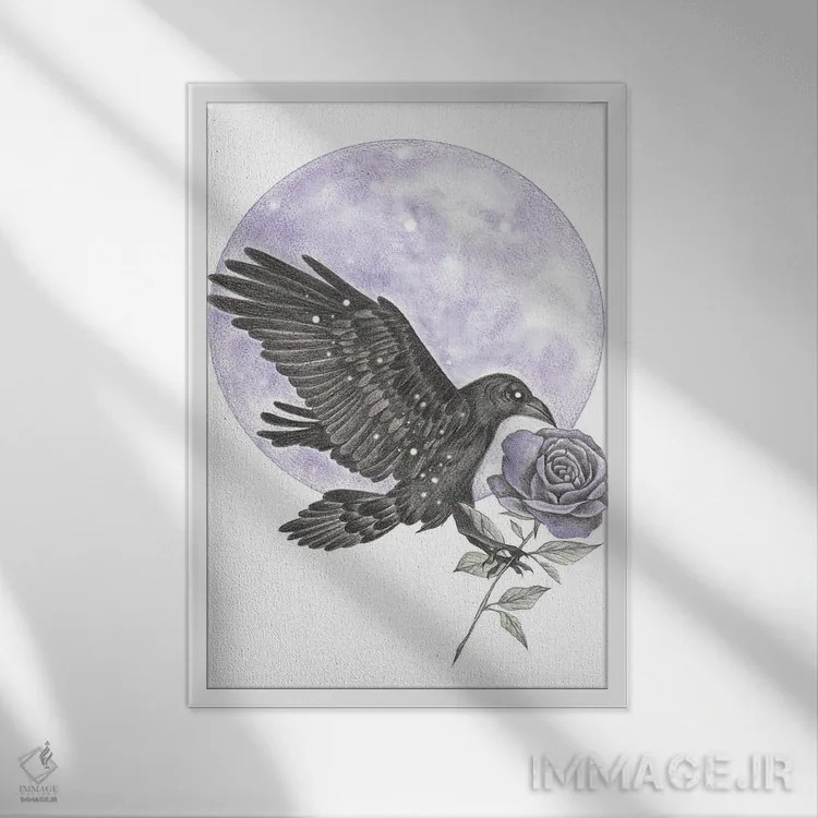 تابلو ماه کلاغ اثر آندریا هرنیاک - نمای قابدار سفید