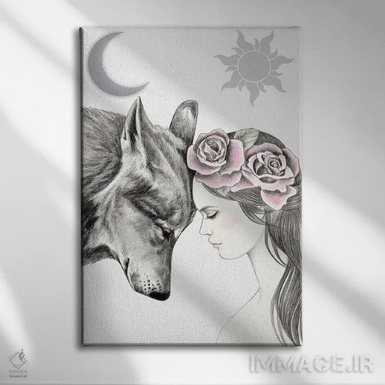 تابلو خورشید و ماه اثر آندریا هرنیاک - نمای روبهرو روی دیوار