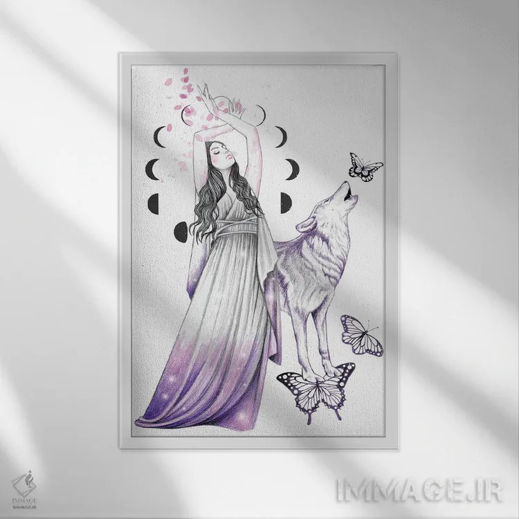 تابلو رقص ماه اثر آندریا هرنیاک - نمای قابدار سفید