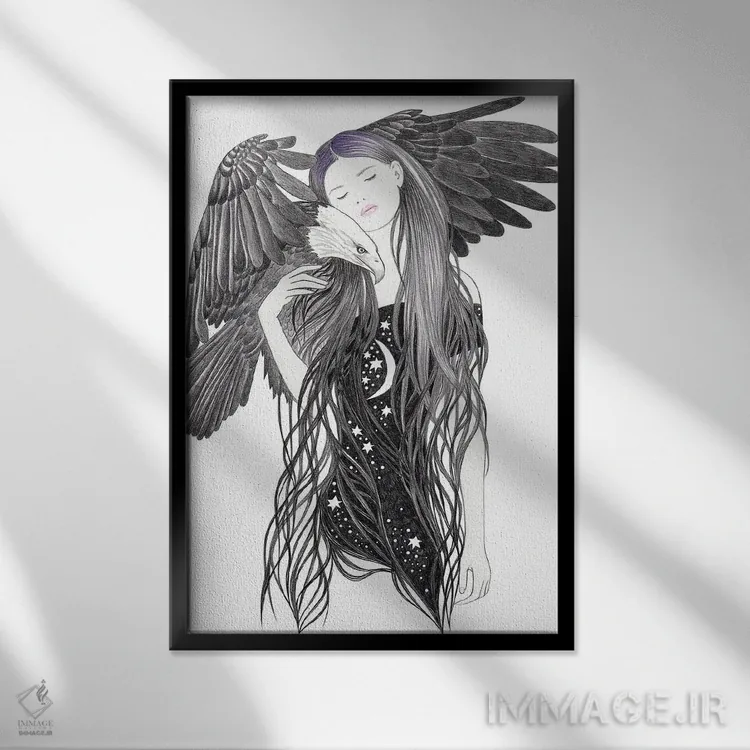 تابلو شب عقاب اثر آندریا هرنیاک - نمای قابدار مشکی