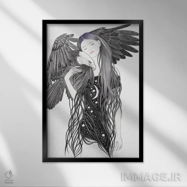 تابلو شب عقاب اثر آندریا هرنیاک - نمای قابدار مشکی