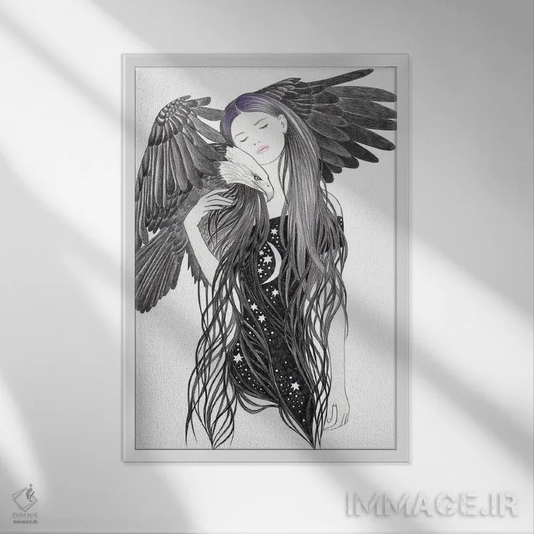 تابلو شب عقاب اثر آندریا هرنیاک - نمای قابدار سفید