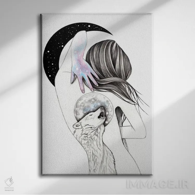 تابلو اجتماع جادویی ماه (محفل ساحران) اثر آندریا هرنیاک - نمای روبهرو روی دیوار