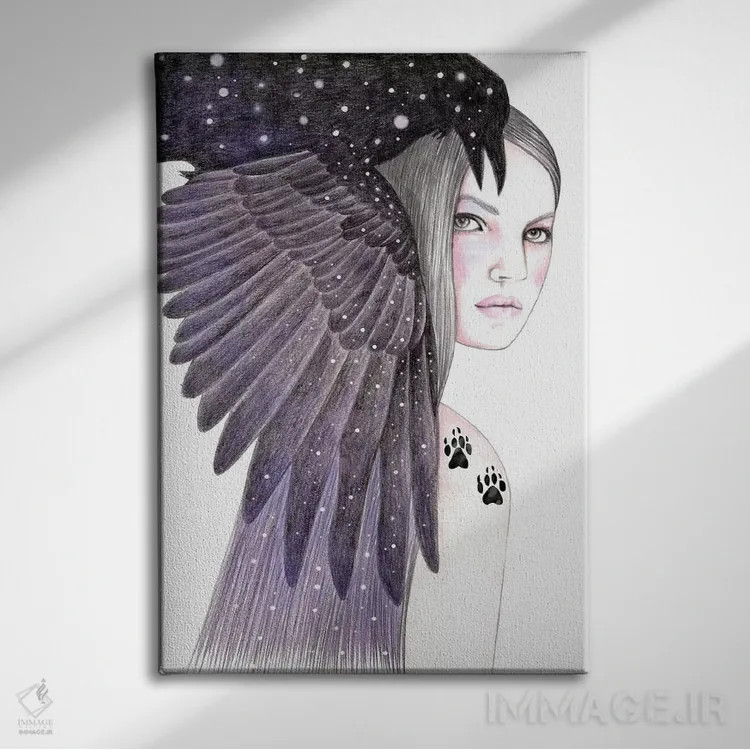 تابلو پرندهٔ سیاه اثر آندریا هرنیاک - نمای روبهرو روی دیوار