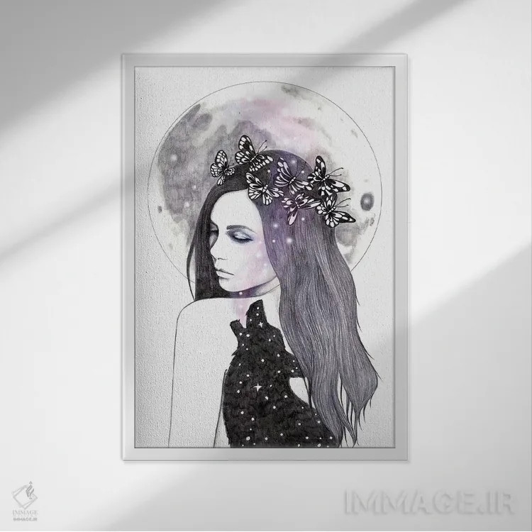 تابلو در جستجوی ستارهها اثر آندریا هرنیاک - نمای قابدار سفید