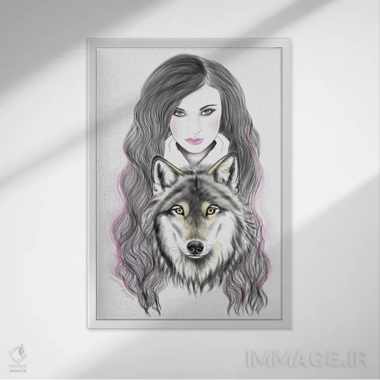 تابلو چشمهای زرد اثر آندریا هرنیاک - نمای قابدار سفید