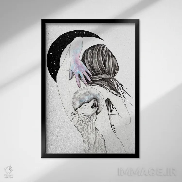 تابلو اجتماع جادویی ماه (محفل ساحران) اثر آندریا هرنیاک - نمای قابدار مشکی