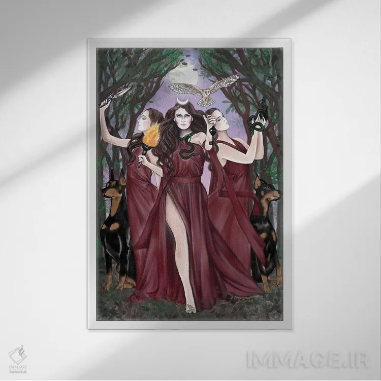تابلو مادر جادوگران اثر آندریا هرنیاک - نمای قابدار سفید