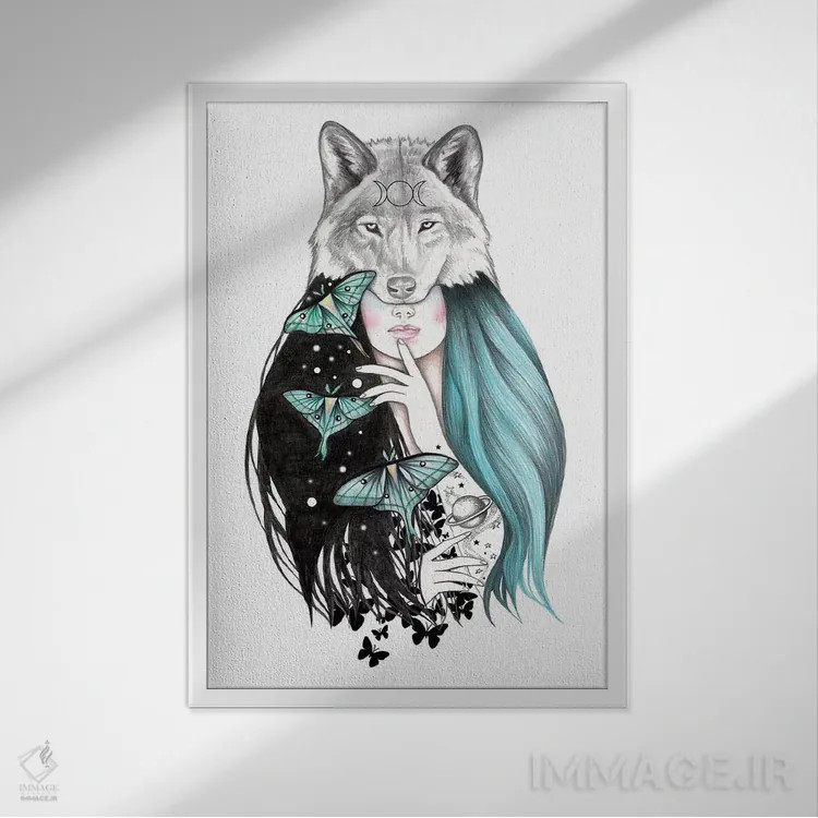 تابلو لونا (الهه/ماه) اثر آندریا هرنیاک - نمای قابدار سفید