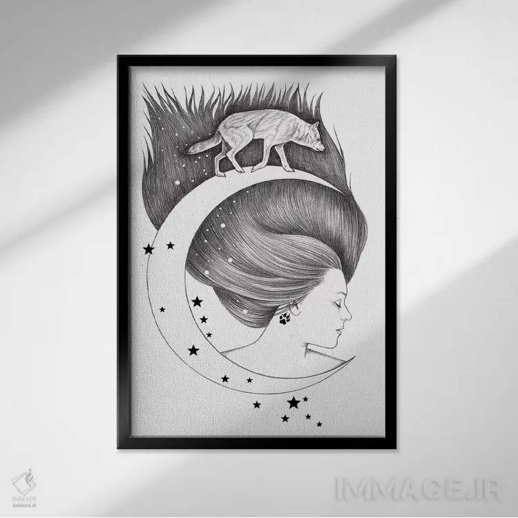 تابلو ماهپیمای اثر آندریا هرنیاک - نمای قابدار مشکی